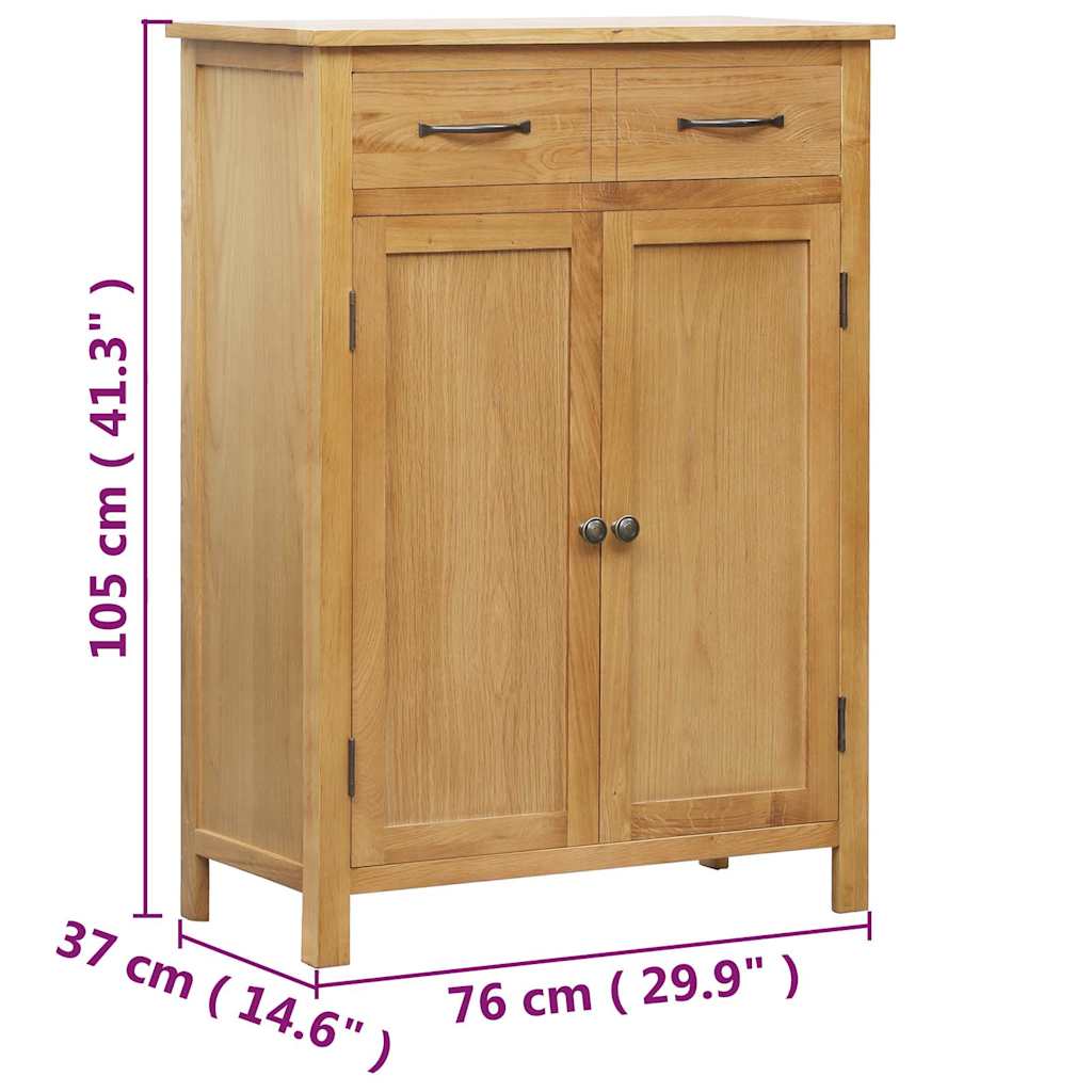 Zapatero de madera maciza de roble 76x37x105 cm