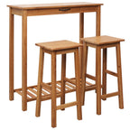 Set de mesa y sillas de bar 3 piezas madera maciza de roble