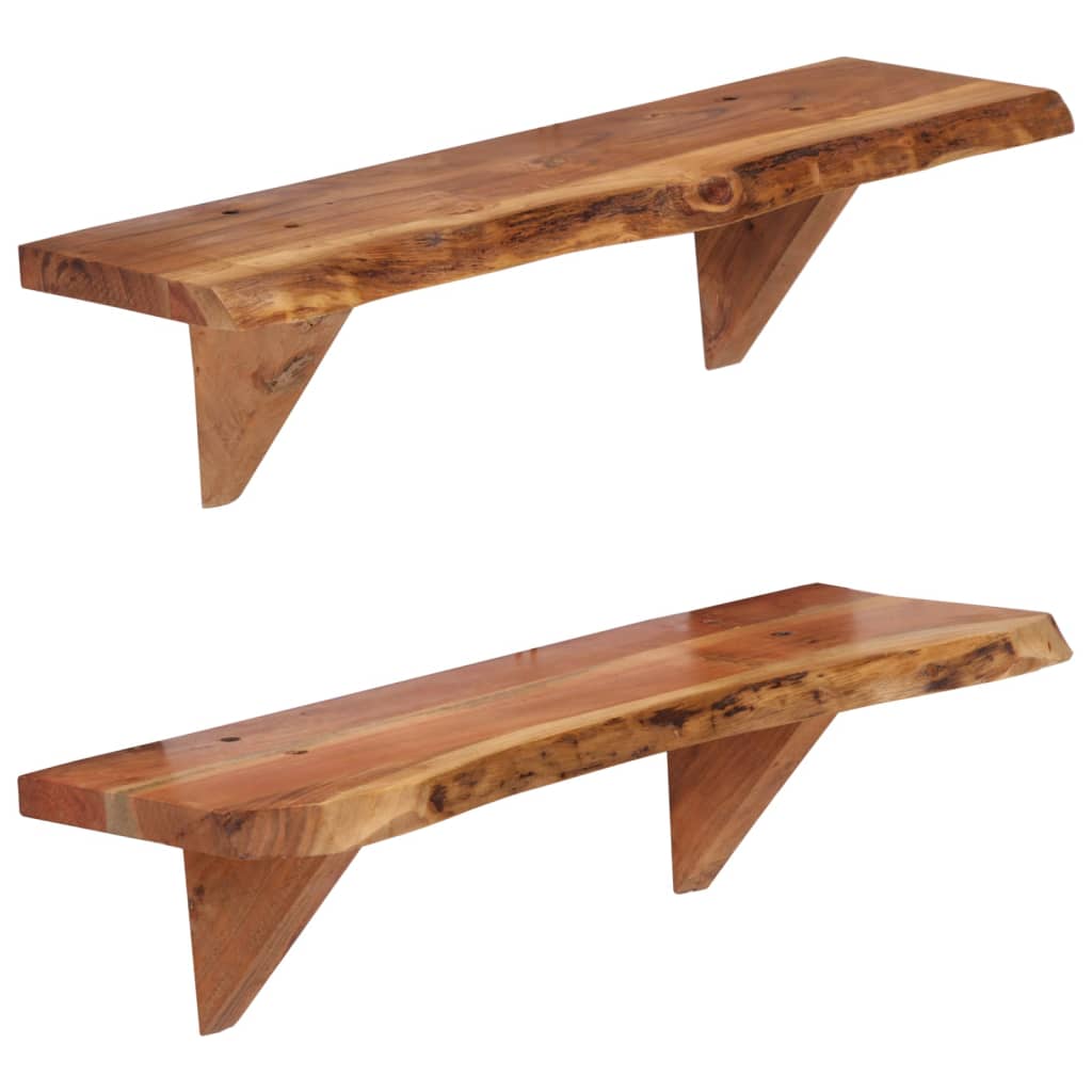 Estantes de pared 2 uds madera maciza de acacia 118x26x20 cm