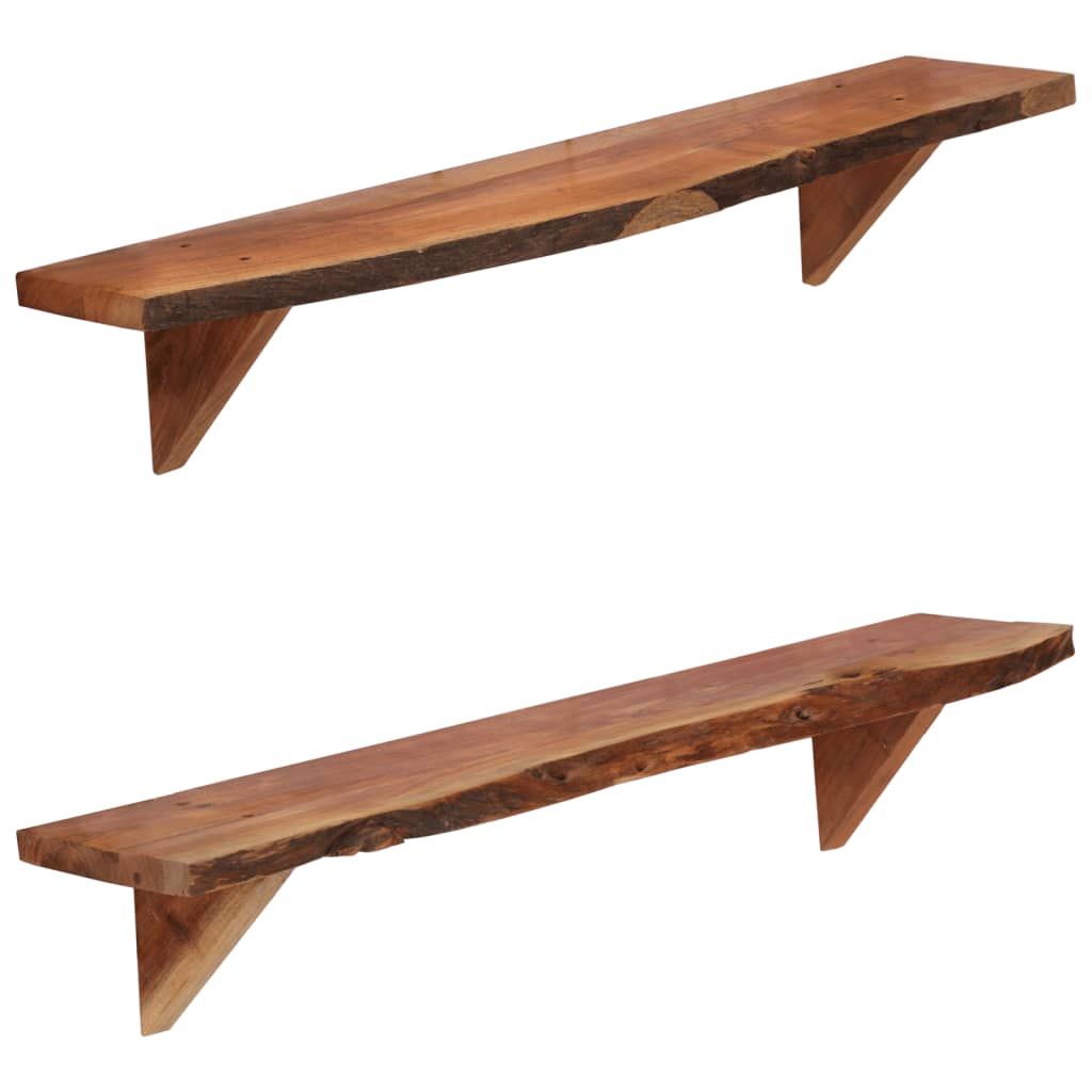 Estantes de pared 2 uds madera maciza de acacia 118x26x20 cm