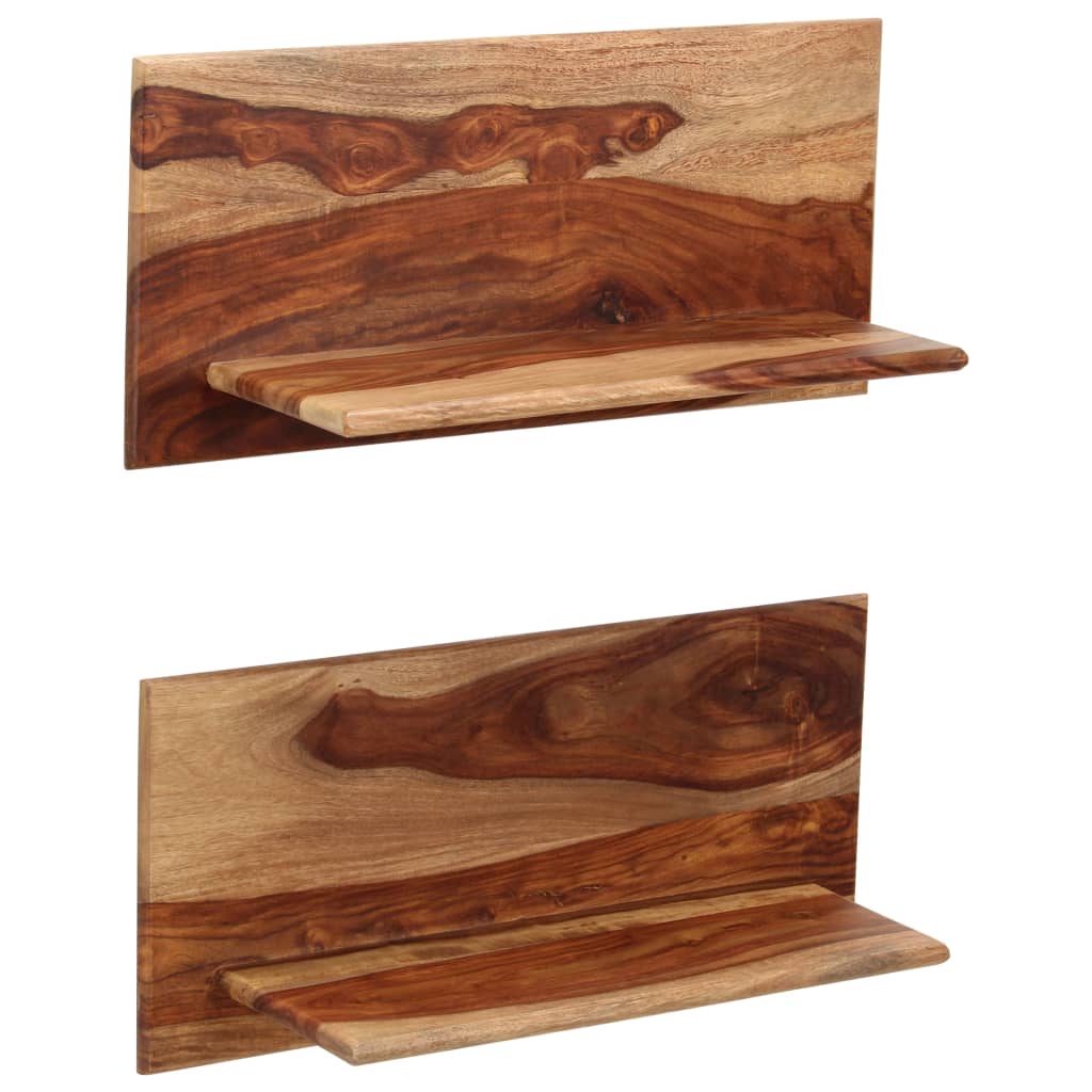 Estantes de pared 2 uds madera maciza de acacia 118x26x20 cm
