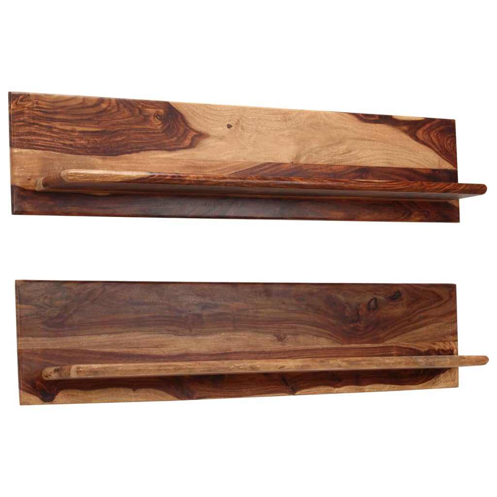 Estantes de pared 2 uds madera maciza de acacia 118x26x20 cm