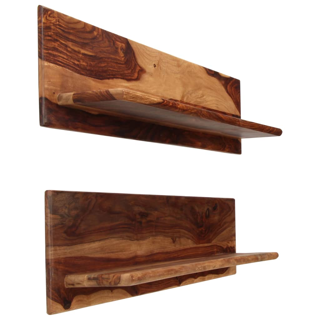 Estantes de pared 2 uds madera maciza de acacia 118x26x20 cm
