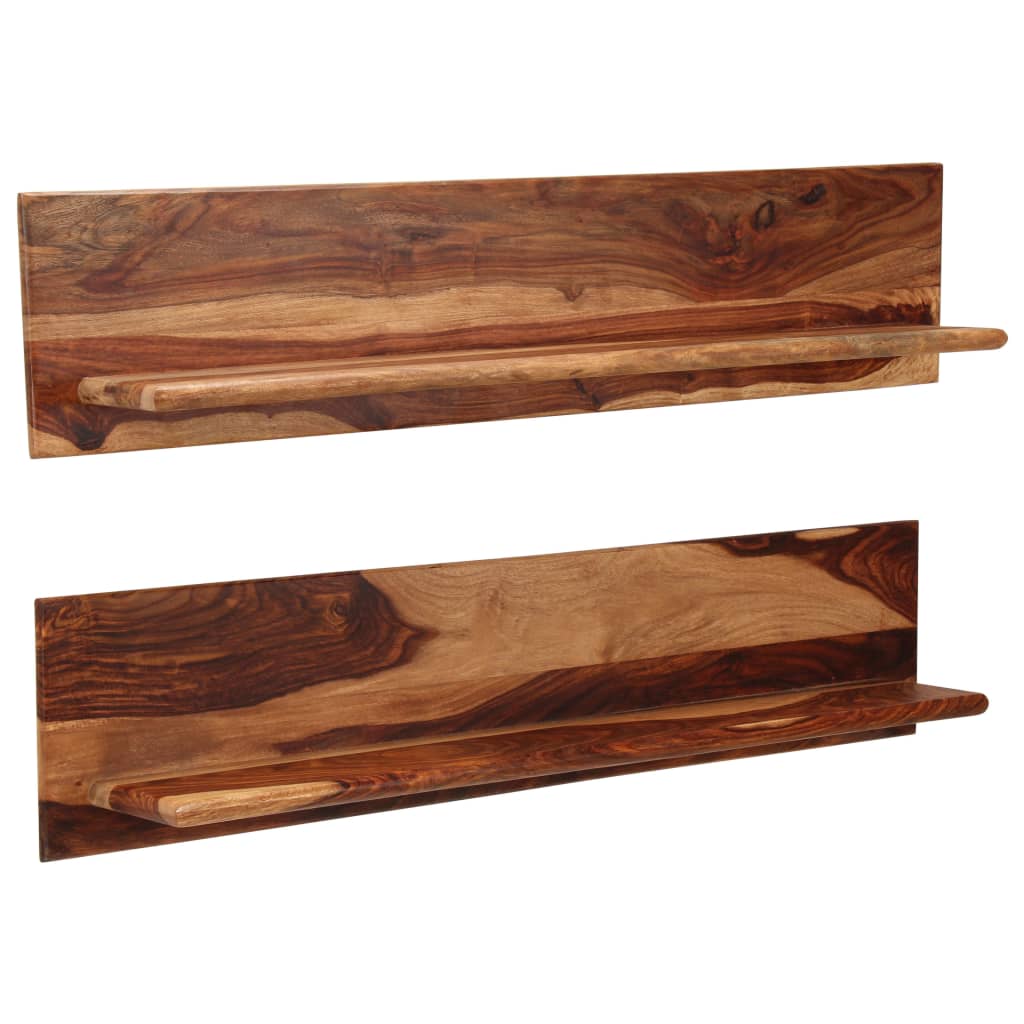 Estantes de pared 2 uds madera maciza de acacia 118x26x20 cm