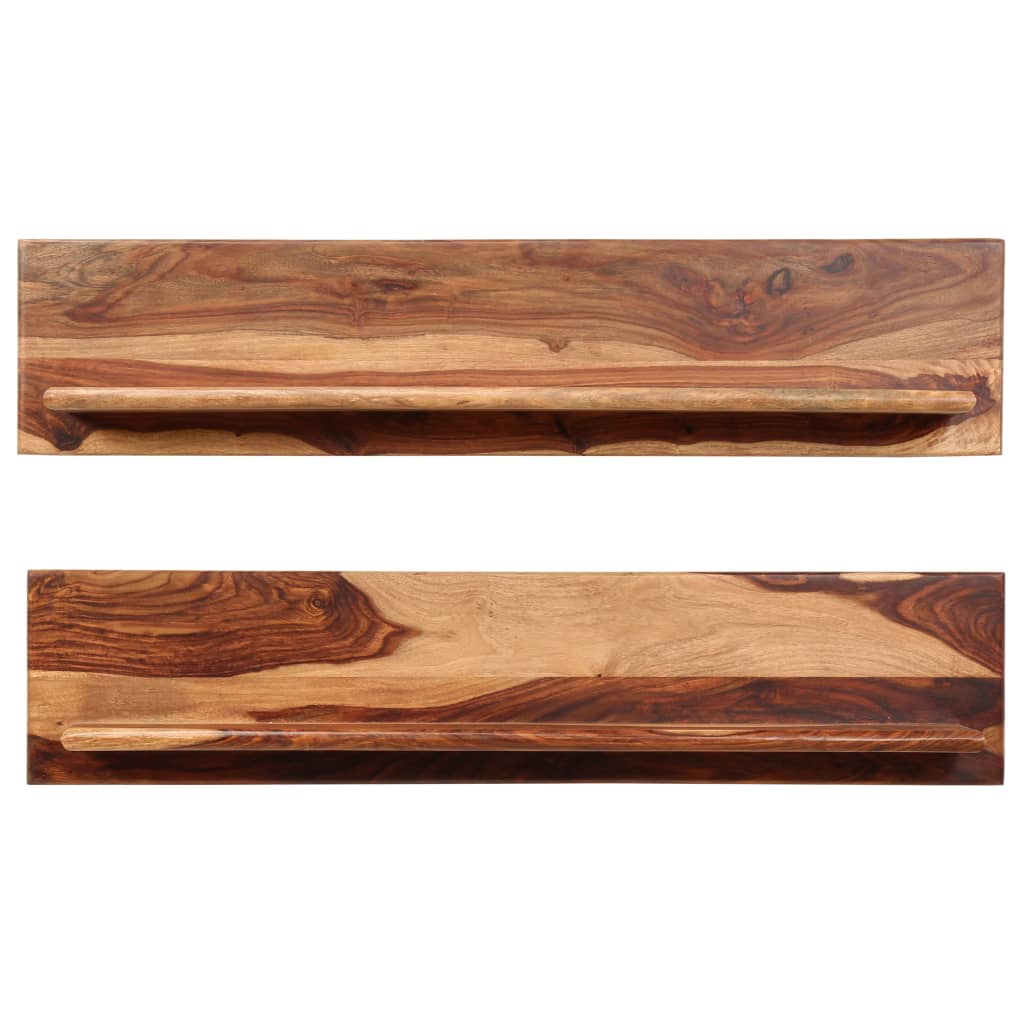 Estantes de pared 2 uds madera maciza de acacia 118x26x20 cm
