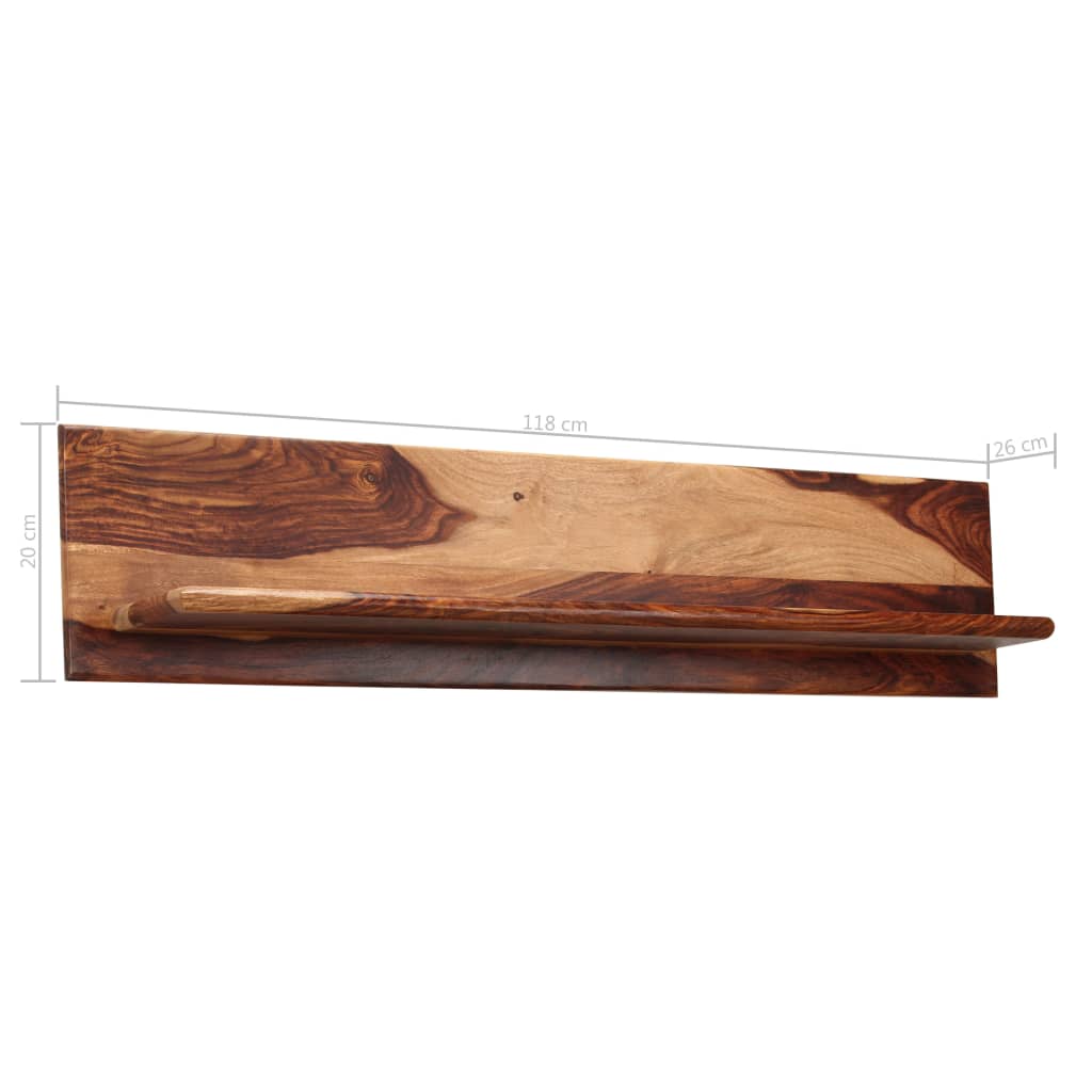 Estantes de pared 2 uds madera maciza de acacia 118x26x20 cm