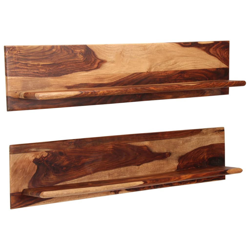 Estantes de pared 2 uds madera maciza de acacia 118x26x20 cm