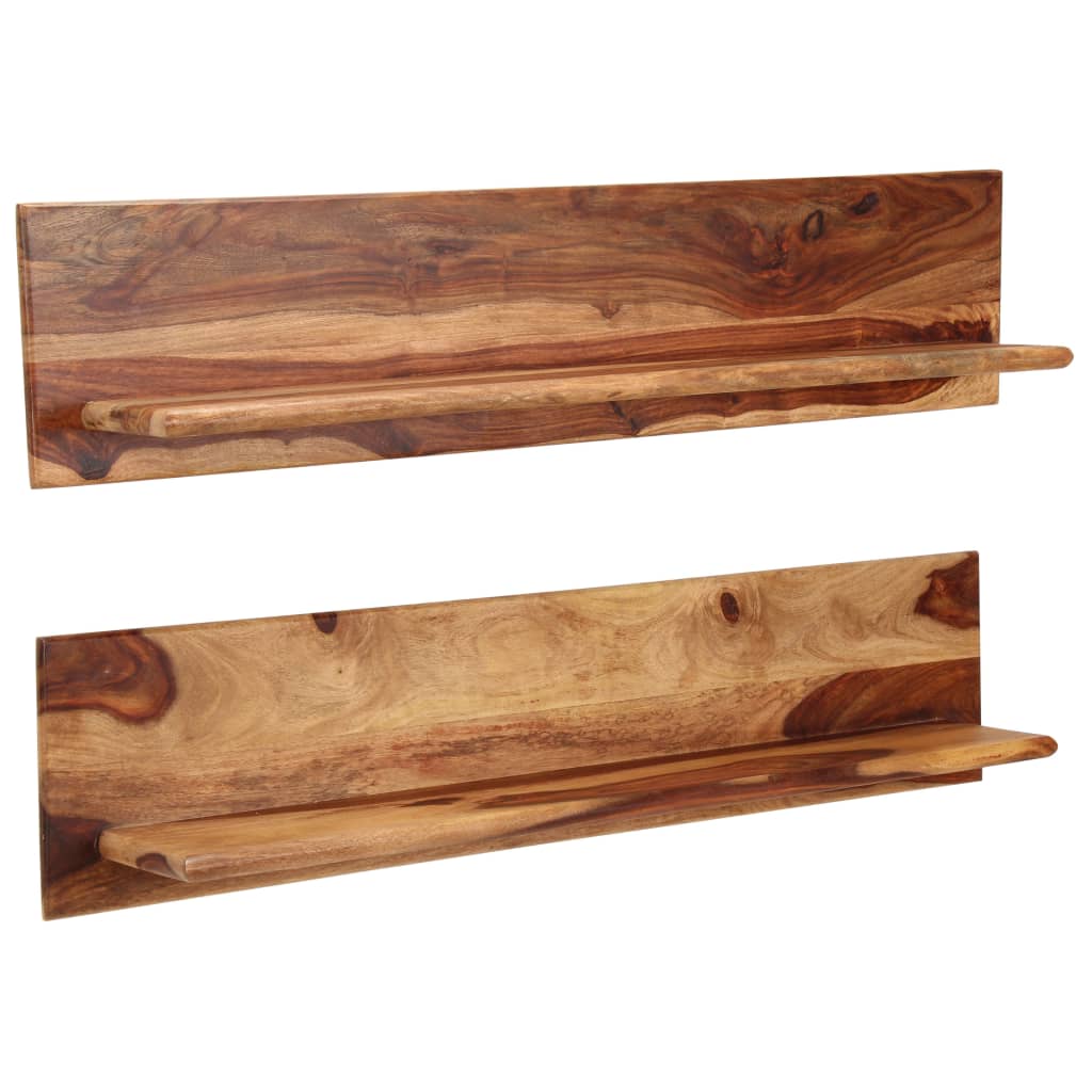 Estantes de pared 2 uds madera maciza de acacia 118x26x20 cm