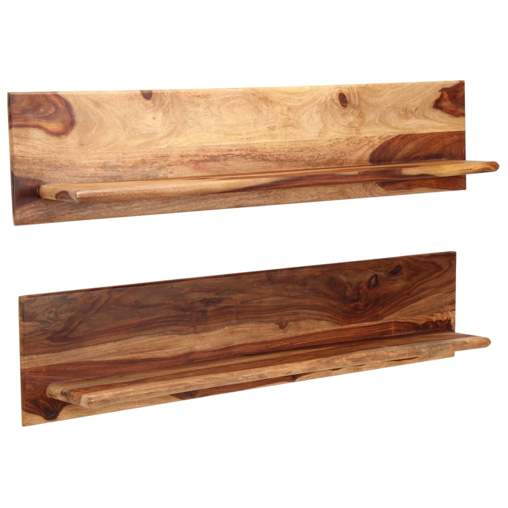 Estantes de pared 2 uds madera maciza de acacia 118x26x20 cm