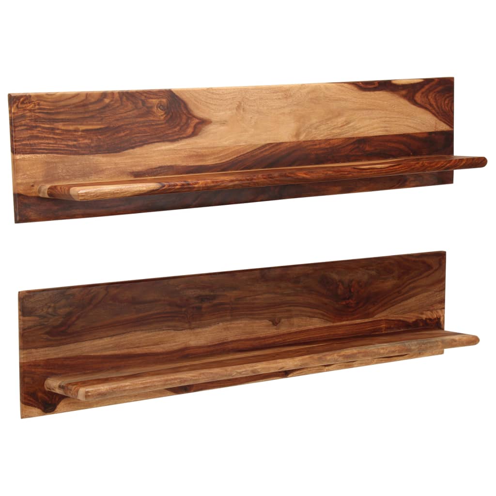 Estantes de pared 2 uds madera maciza de acacia 118x26x20 cm