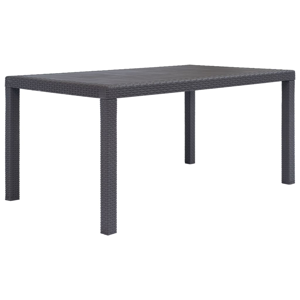 Mesa de jardim aspeto vime plástico branca 220x90x72 cm