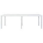 Mesa de jardín aspecto de ratán plástico blanca 220x90x72 cm