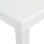 Mesa de jardín aspecto de ratán plástico blanca 220x90x72 cm