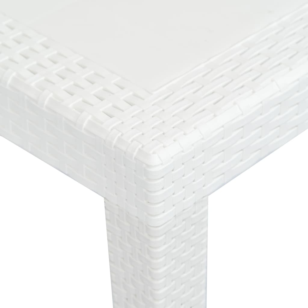 Mesa de jardín aspecto de ratán plástico blanca 220x90x72 cm