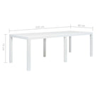 Mesa de jardín aspecto de ratán plástico blanca 220x90x72 cm