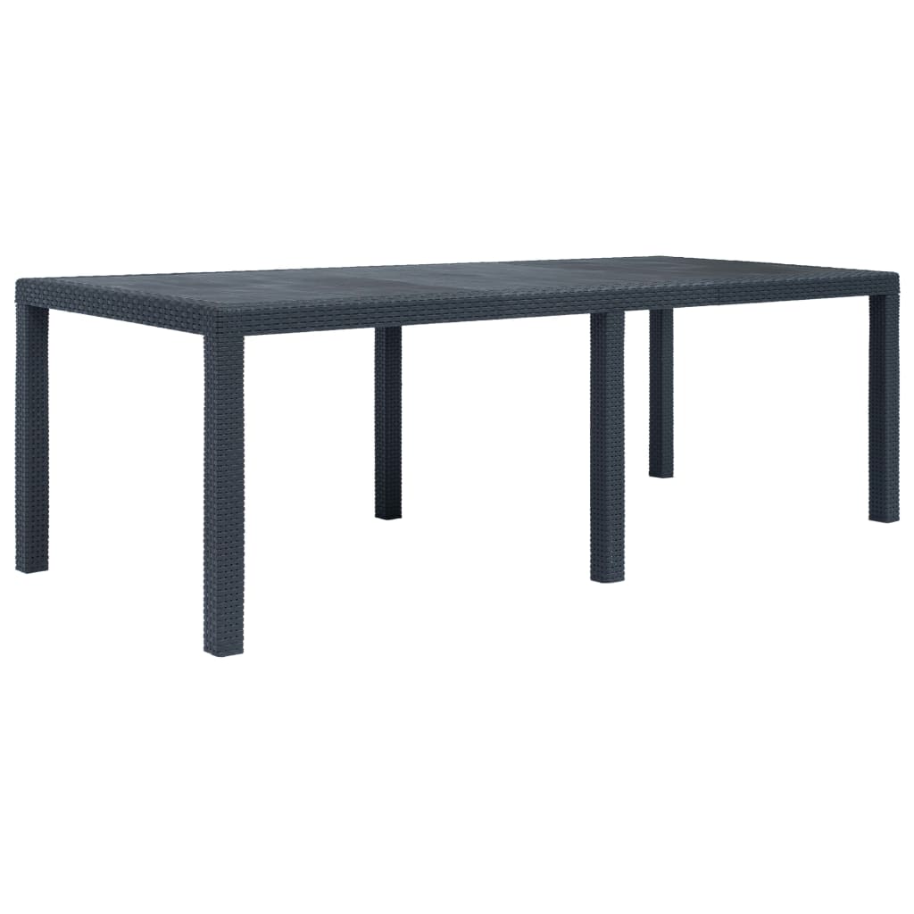Mesa de jardim aspeto vime plástico branca 220x90x72 cm