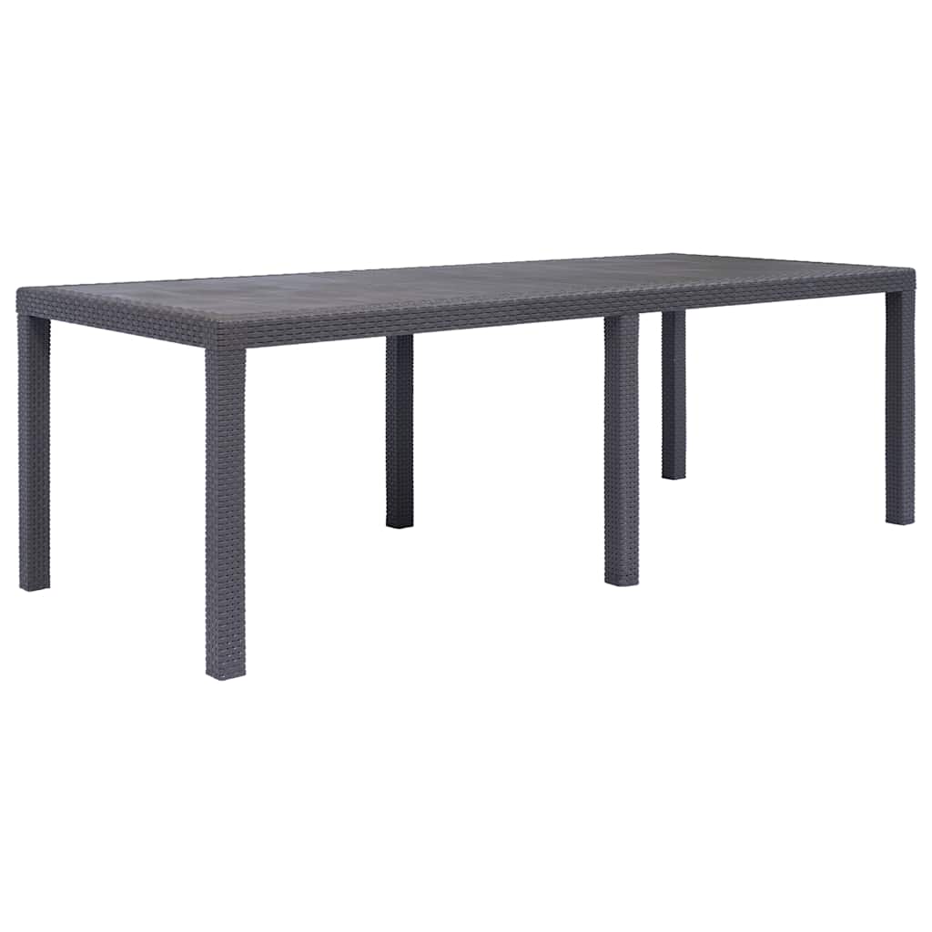Mesa de jardim aspeto vime plástico branca 220x90x72 cm
