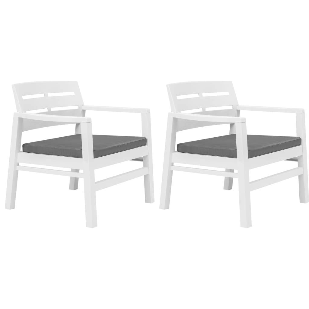 Juego de muebles de jardín 3 piezas plástico blanco