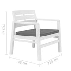 Juego de muebles de jardín 3 piezas plástico blanco