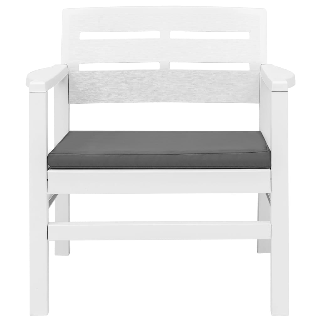 Juego de muebles de jardín 3 piezas plástico blanco