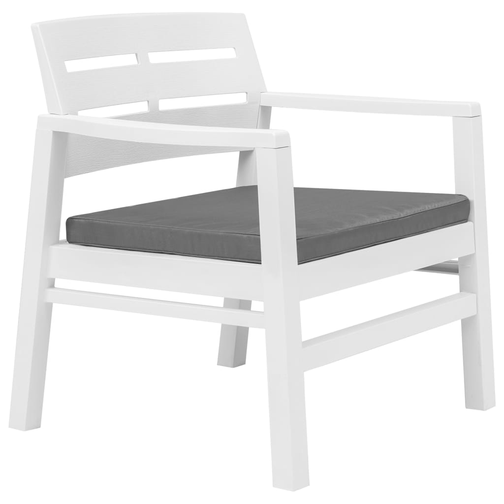 Juego de muebles de jardín 3 piezas plástico blanco