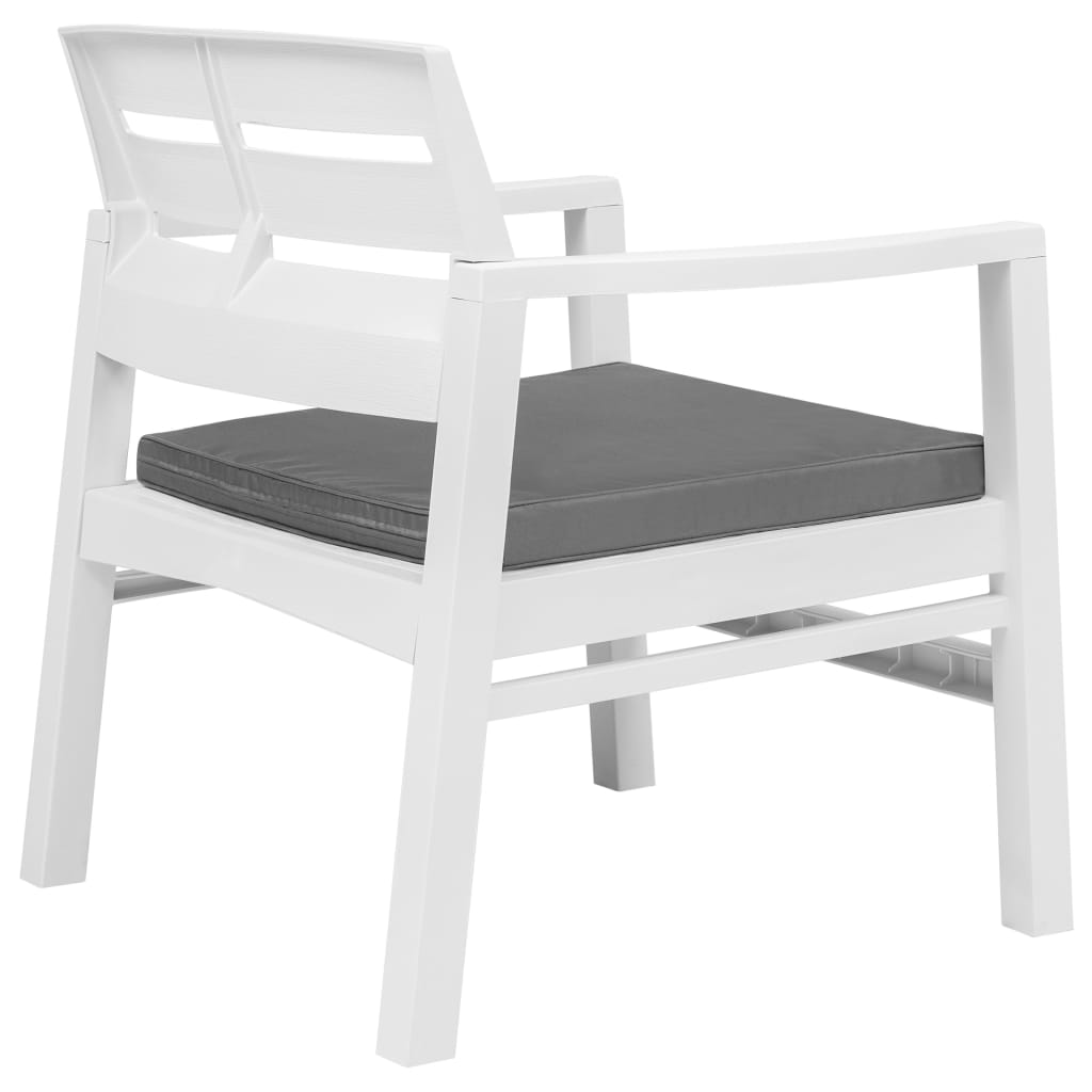 Juego de muebles de jardín 3 piezas plástico blanco
