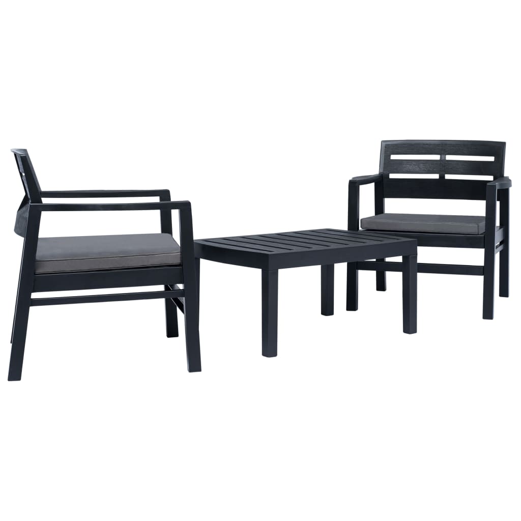 Juego de muebles de jardín 3 piezas plástico blanco