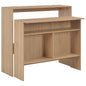 Mesa alta de bar con 2 tableros blanco y roble 130x40x120 cm