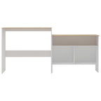 Mesa alta de bar con 2 tableros blanco y roble 130x40x120 cm