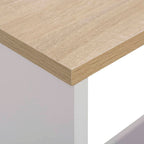 Mesa alta de bar con 2 tableros blanco y roble 130x40x120 cm