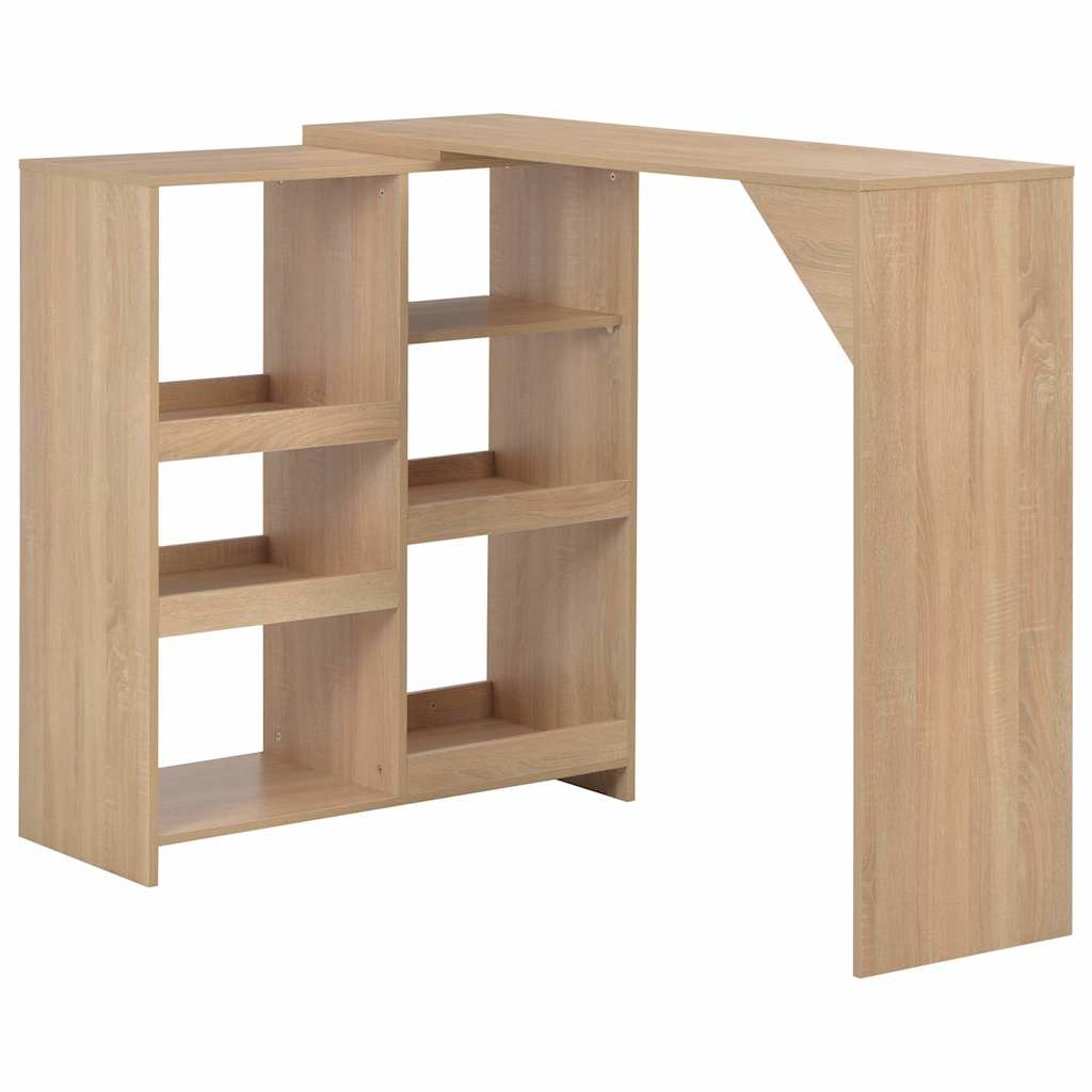 Tall bar table with mobile shelf white 138x39x110 cm