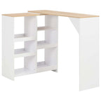 Mesa alta de bar con estante móvil blanca 138x39x110 cm