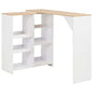 Mesa alta de bar con estante móvil blanca 138x39x110 cm
