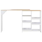 Mesa alta de bar con estante móvil blanca 138x39x110 cm