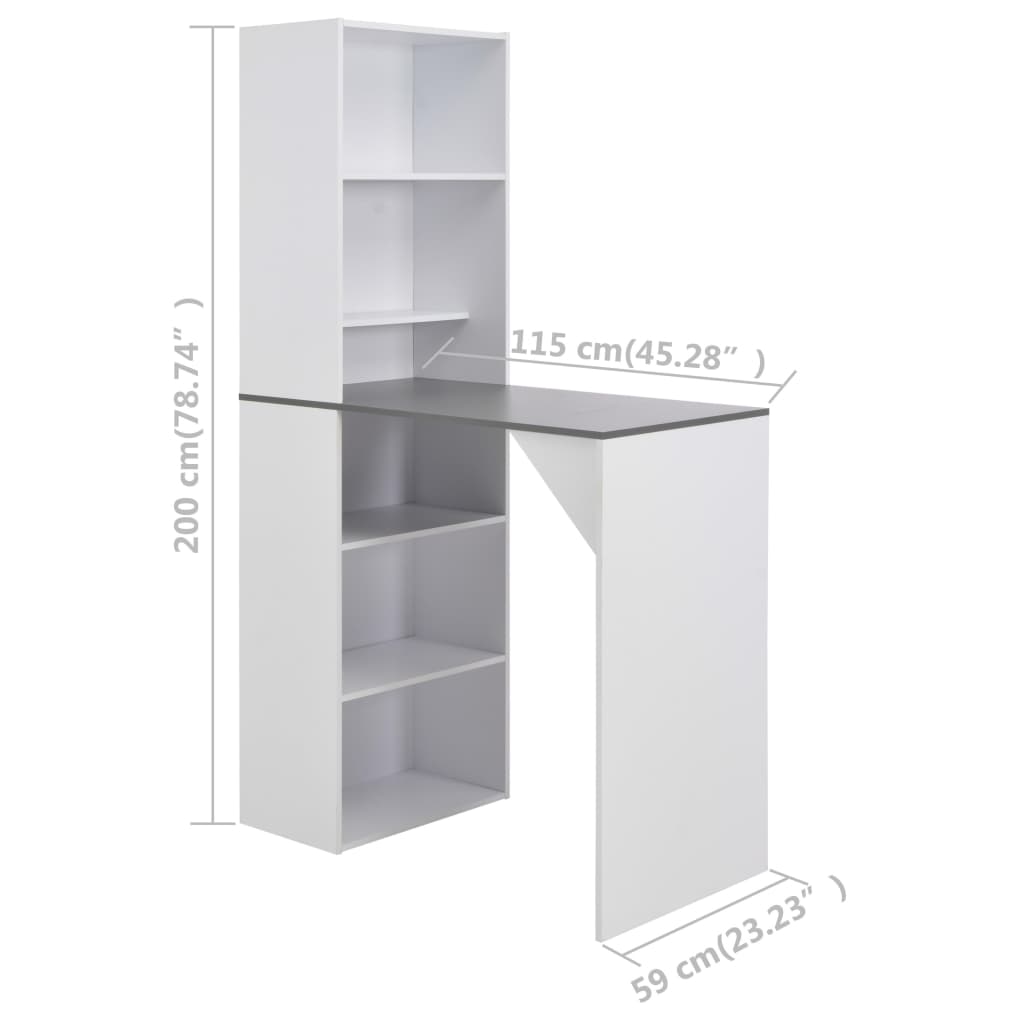Mesa alta de bar con armario blanca 115x59x200 cm