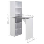 Mesa alta de bar con armario blanca 115x59x200 cm