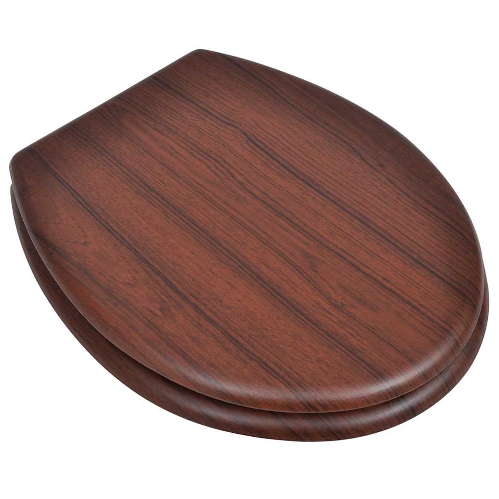 Asiento de inodoro con tapas 2 uds MDF marrón