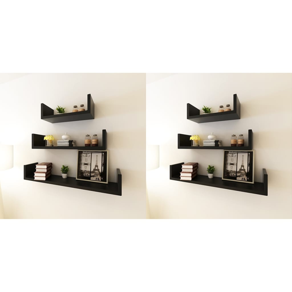 Estantes de pared 6 unidades negro