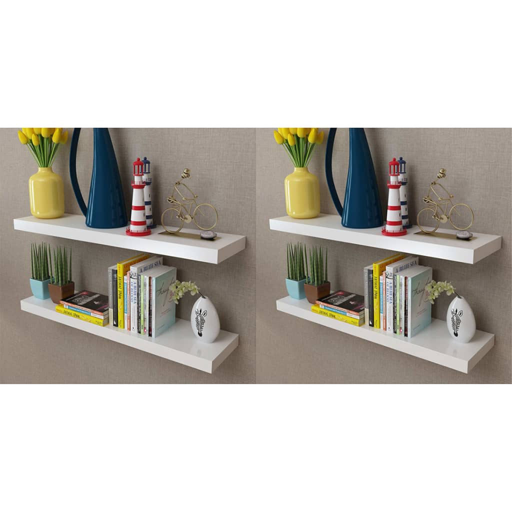 Estantes de pared 4 unidades blanco 100 cm