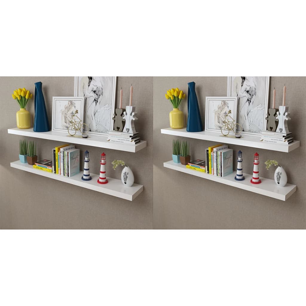 Estantes de pared 4 unidades blanco 100 cm