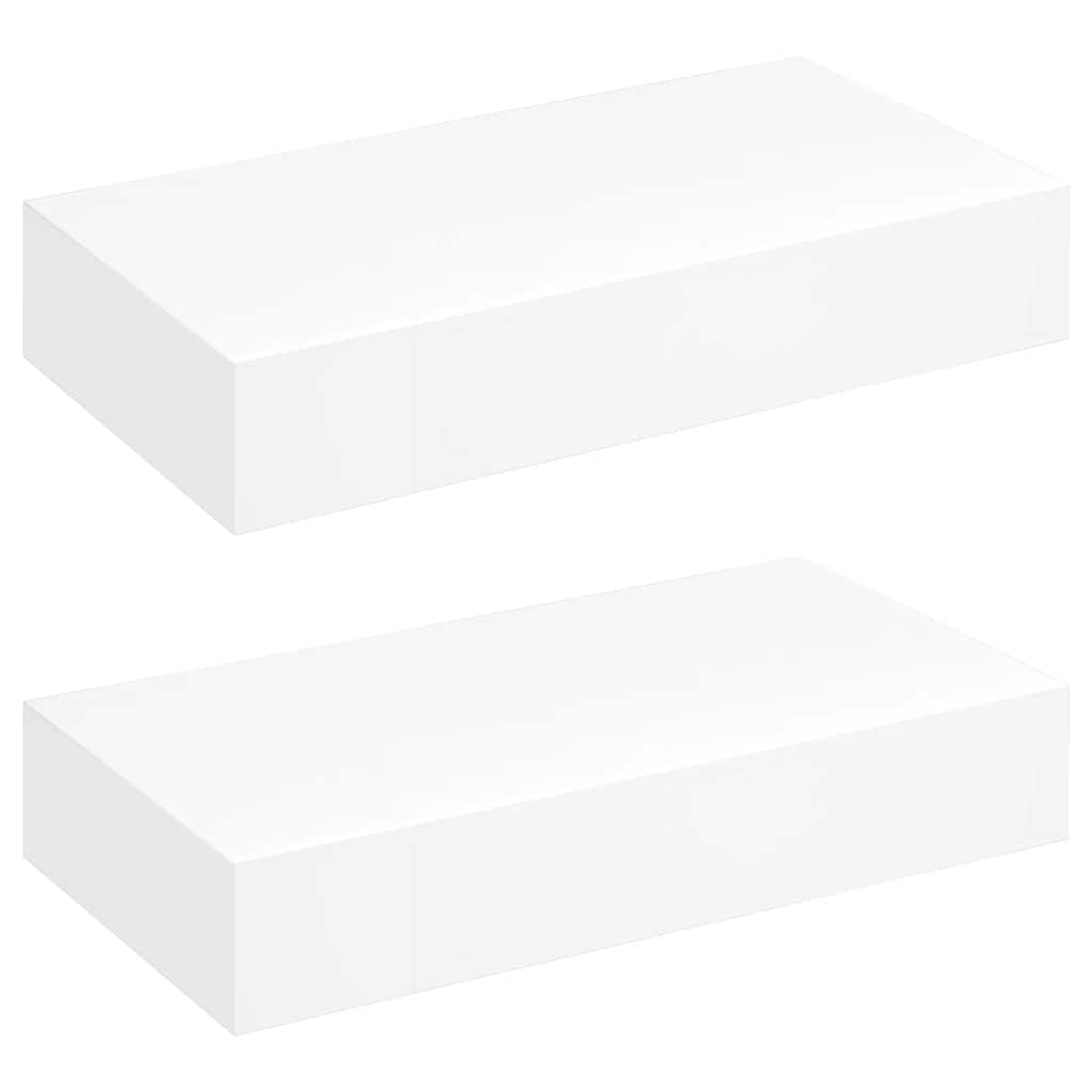 Estantes de pared flotantes con cajones 2 uds blanco 48 cm