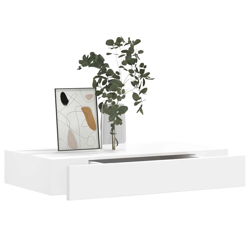 Estantes de pared flotantes con cajones 2 uds blanco 48 cm