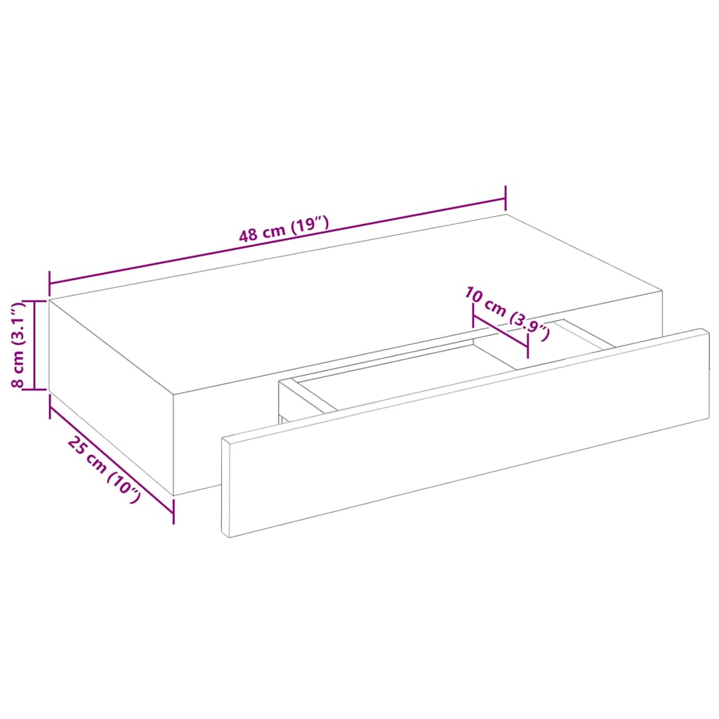 Estantes de pared flotantes con cajones 2 uds blanco 48 cm
