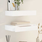 Estantes de pared flotantes con cajones 2 uds blanco 48 cm