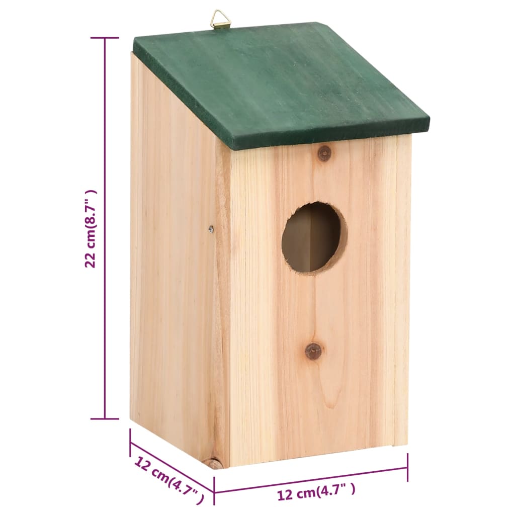 Casa para pájaros 8 unidades madera 12x12x22 cm