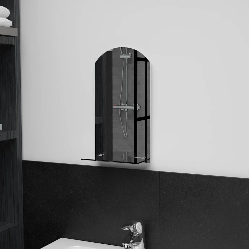 Espejo de pared con estante de vidrio templado 100x60 cm