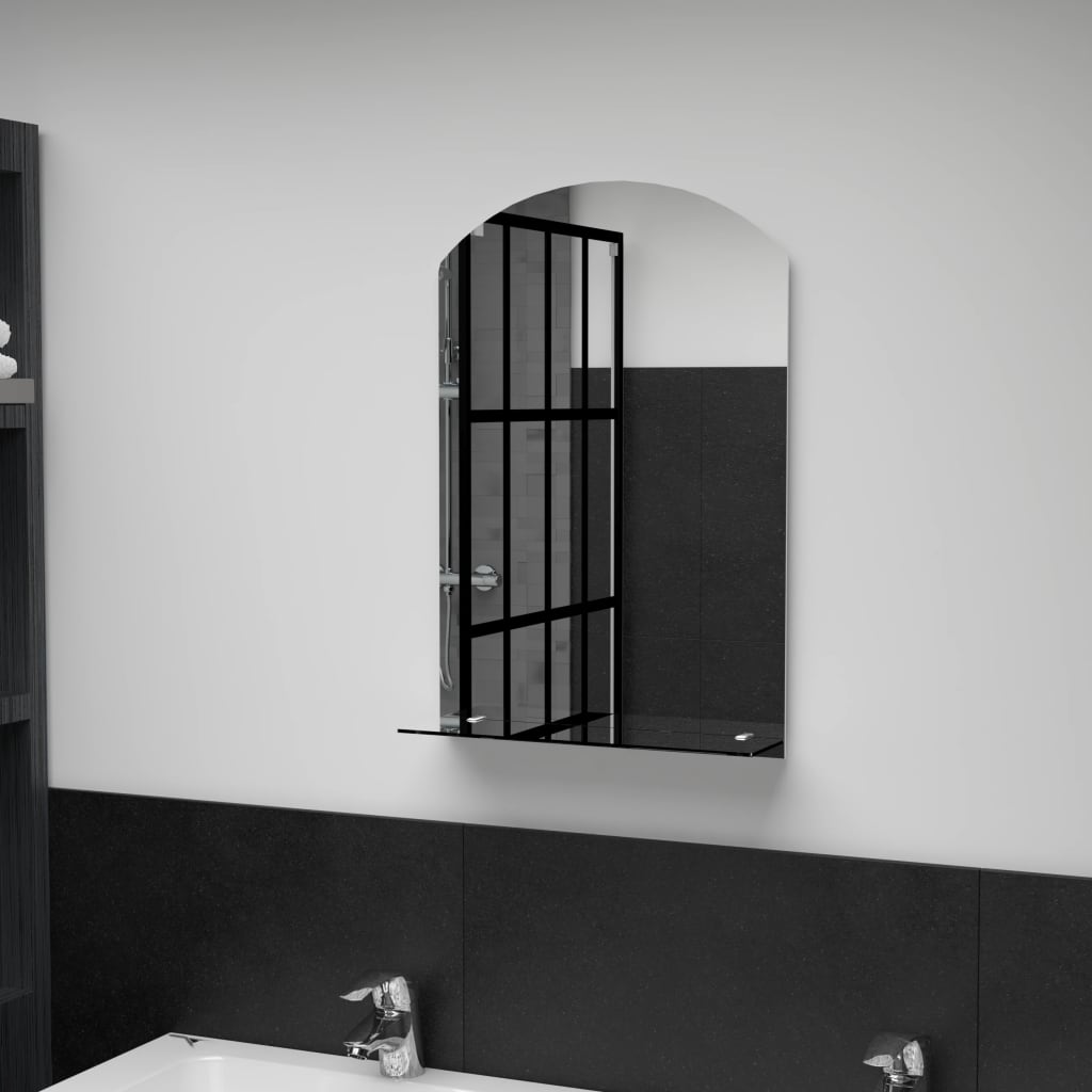 Espejo de pared con estante de vidrio templado 100x60 cm