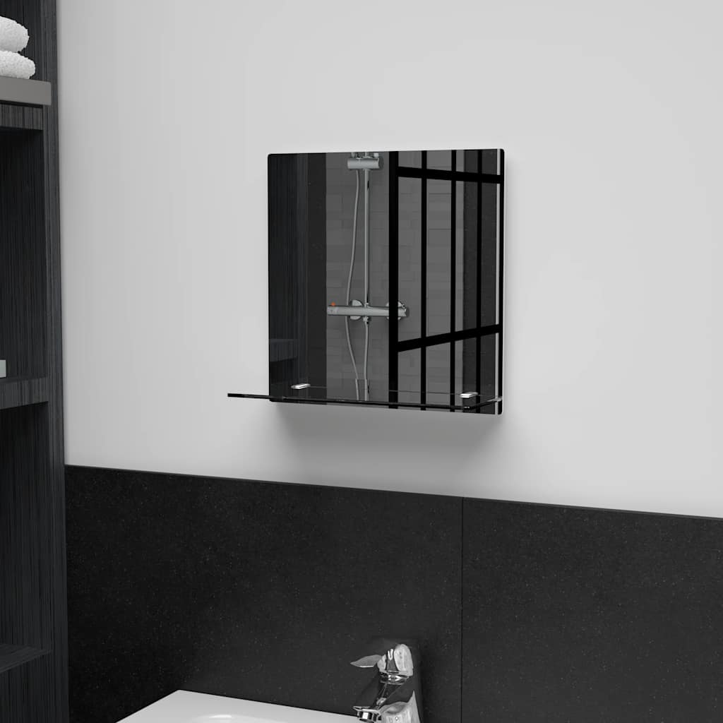 Espejo de pared con estante de vidrio templado 100x60 cm