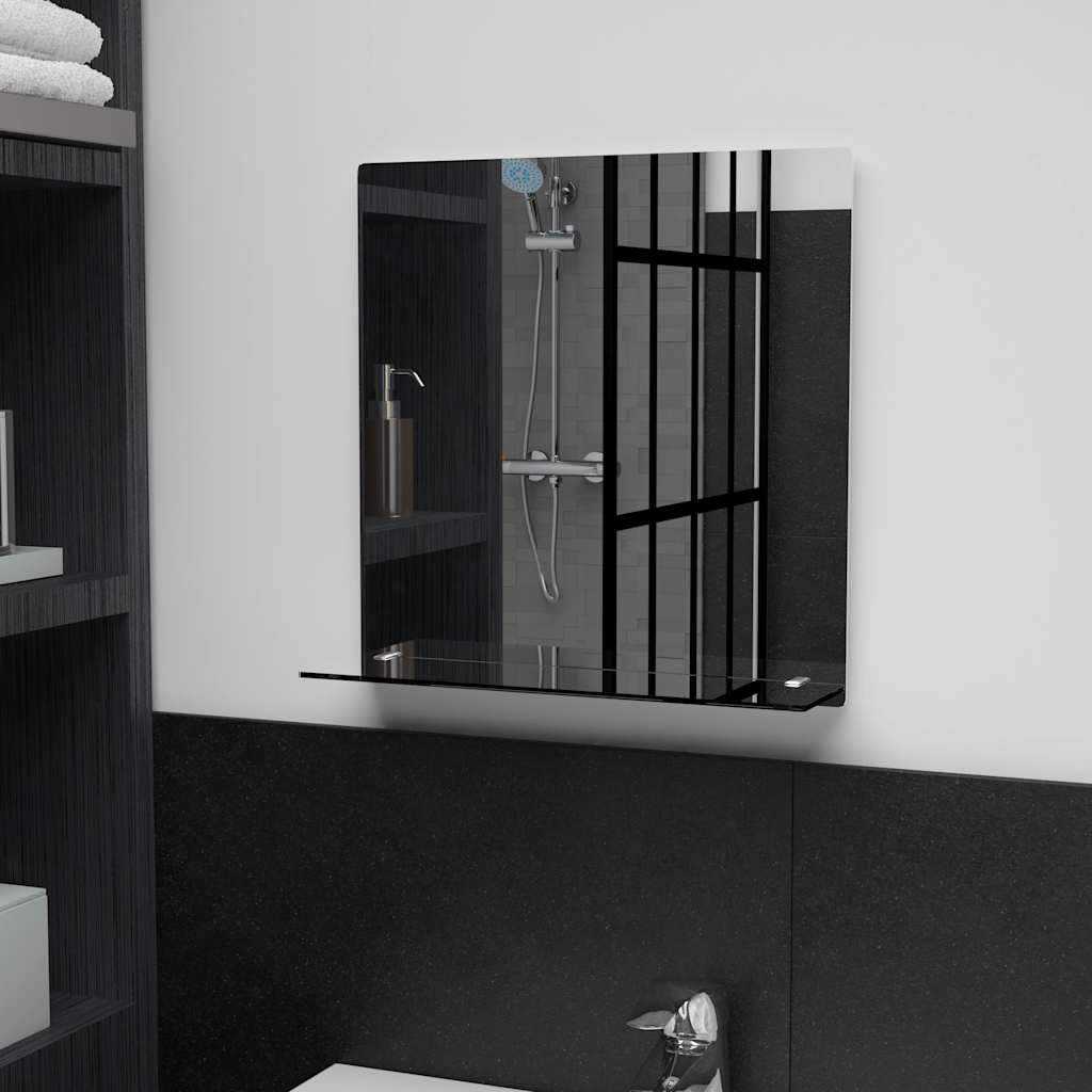 Espejo de pared con estante de vidrio templado 100x60 cm