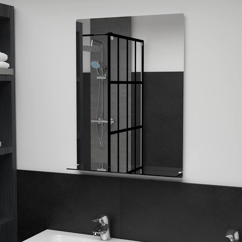 Espejo de pared con estante de vidrio templado 100x60 cm